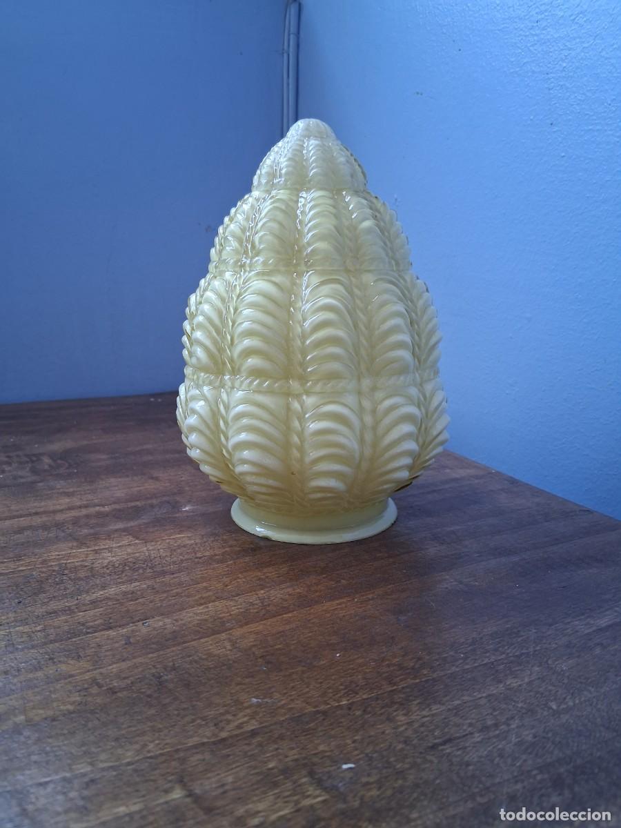 Antig&uuml;edades: Tulipa de cristal l&aacute;mpara vinstilo dise&ntilde;o art deco nouveau Hollywood Regency opalina