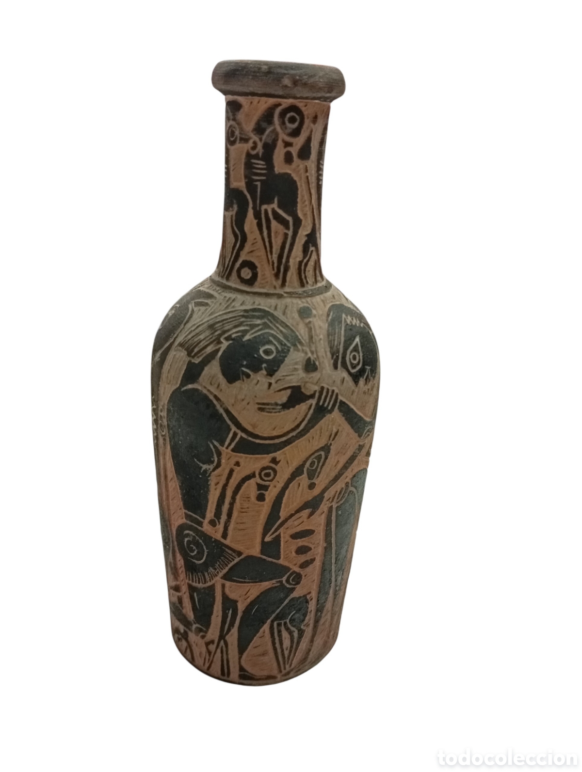 Antiquit&eacute;s: ADRI&Aacute;N NAVARRO CALERO (CUENCA,1942) JARRON DE TERRACOTA 22cm FIRMADO TALLER DE PEDRO MERCEDES