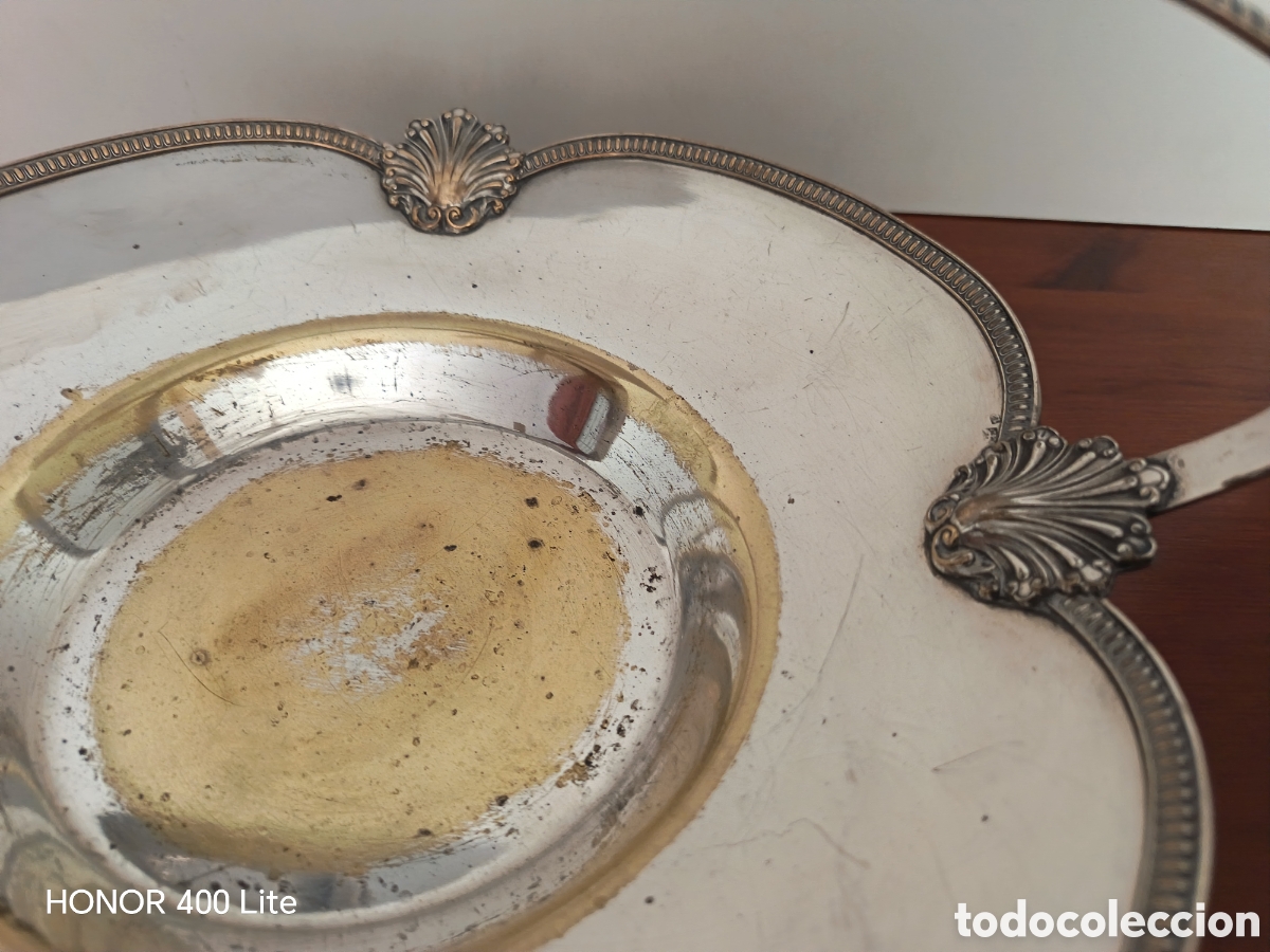 Antig&uuml;edades: Centro de mesa plateado con asa - Foto 4