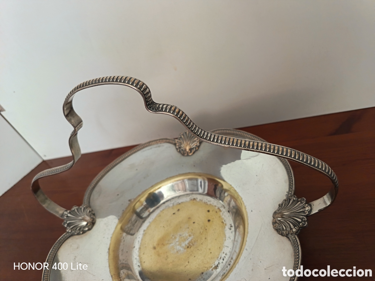 Antig&uuml;edades: Centro de mesa plateado con asa - Foto 5