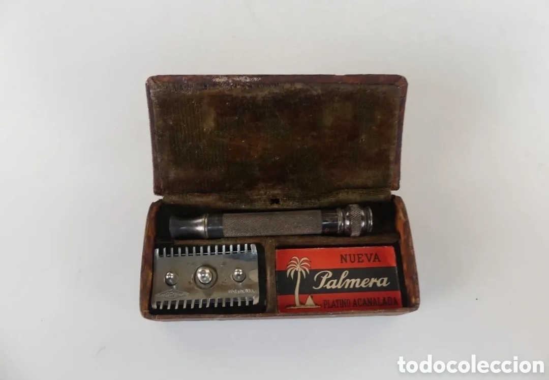 Antig&uuml;edades: Maquina desmontable de afeitar Guillette U.S.A con estuche.