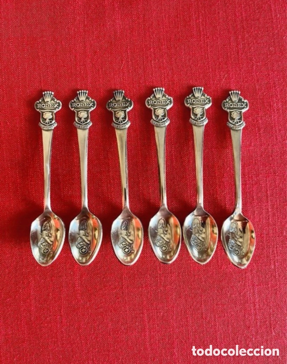 Antig&uuml;edades: 6 cucharas ROLEX ba&ntilde;adas en plata - Foto 1