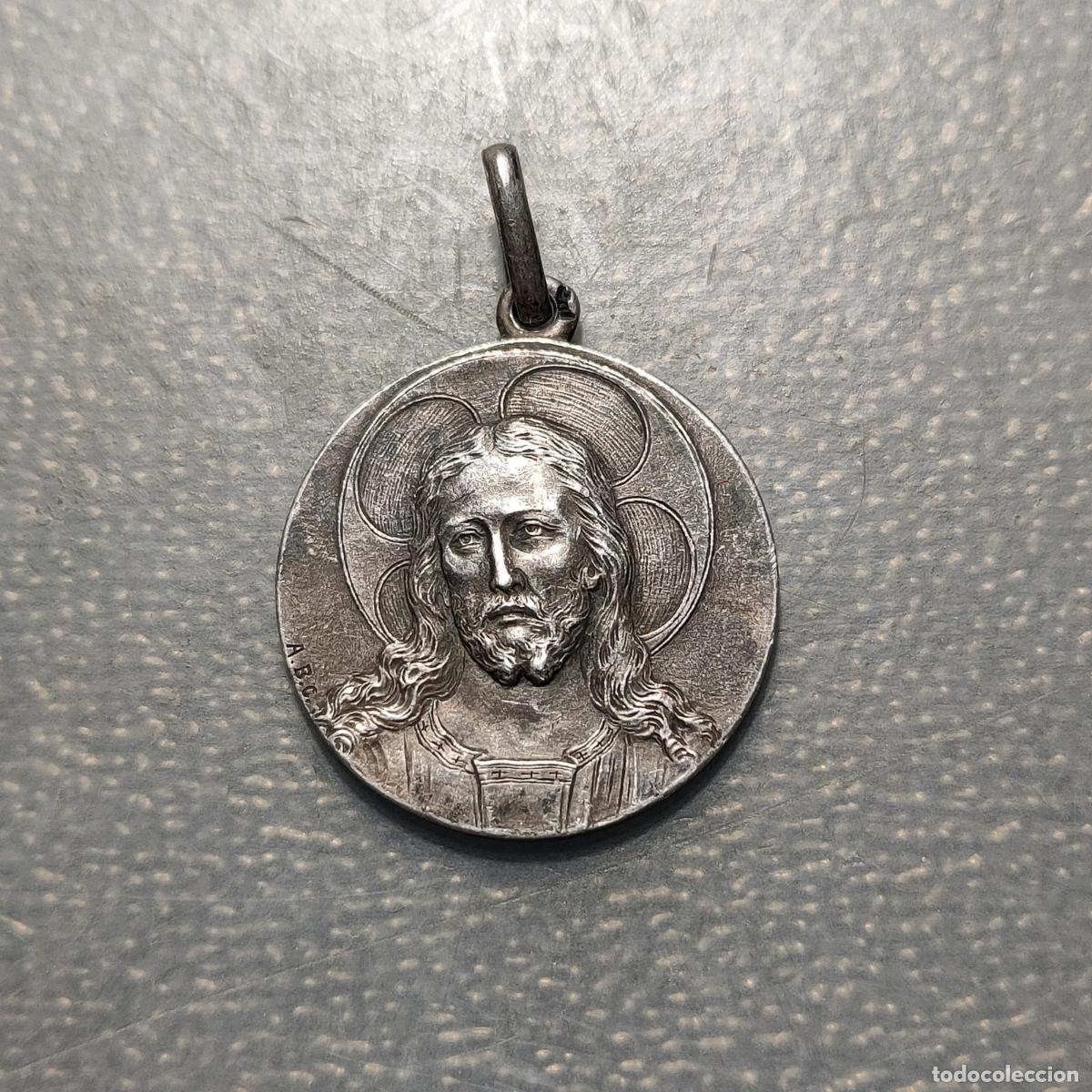 Antig&uuml;edades: MEDALLA RELIGIOSA 1915 SAGRADO CORAZON DE JESUS 25 ANIVERSARIO SACERDOCIO PLATA