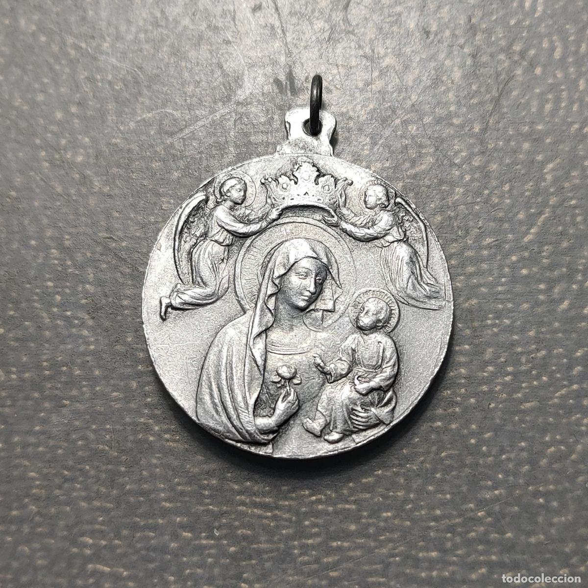 Antig&uuml;edades: MEDALLA RELIGIOSA VIRGEN DEL PERPETUO SOCORRO SAN GREGORIO MAGNO ALUMINIO