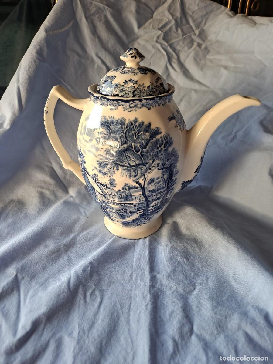 Antig&uuml;edades: Bonita cafetera de porcelana,mill stream johnson bros england,azul