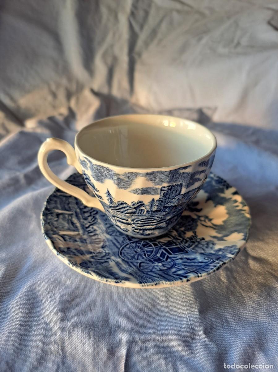 Antig&uuml;edades: Solitario de caf&eacute; de porcelana Myott Royal Mail Staffordshire england,azul