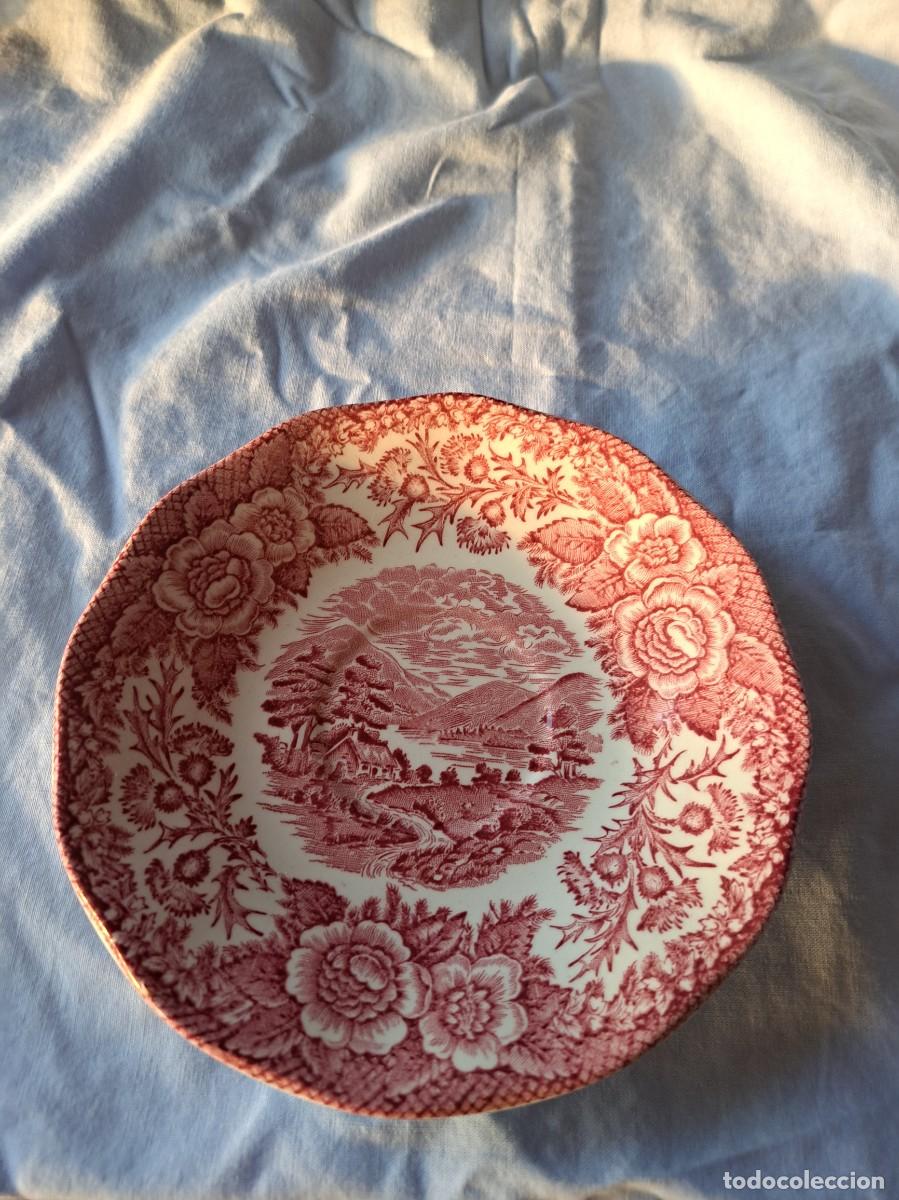 Antig&uuml;edades: platillo de taza de t&eacute; de porcelana Wedgwood tunstall england, rojo