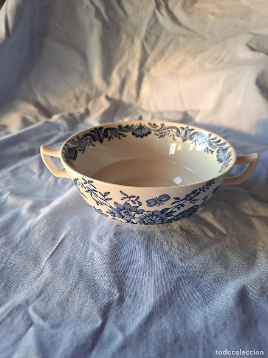 Antig&uuml;edades: Taza de consom&eacute; de porcelana Ridgway Staffordshire england, Windsor Azul