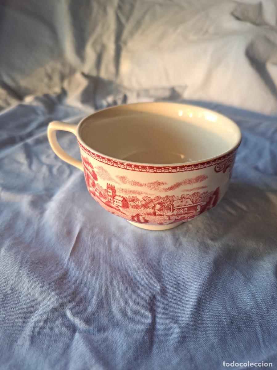 Antig&uuml;edades: Bonita taza de t&eacute; de porcelana Old Britain Castles Johnson Bros, Rojo