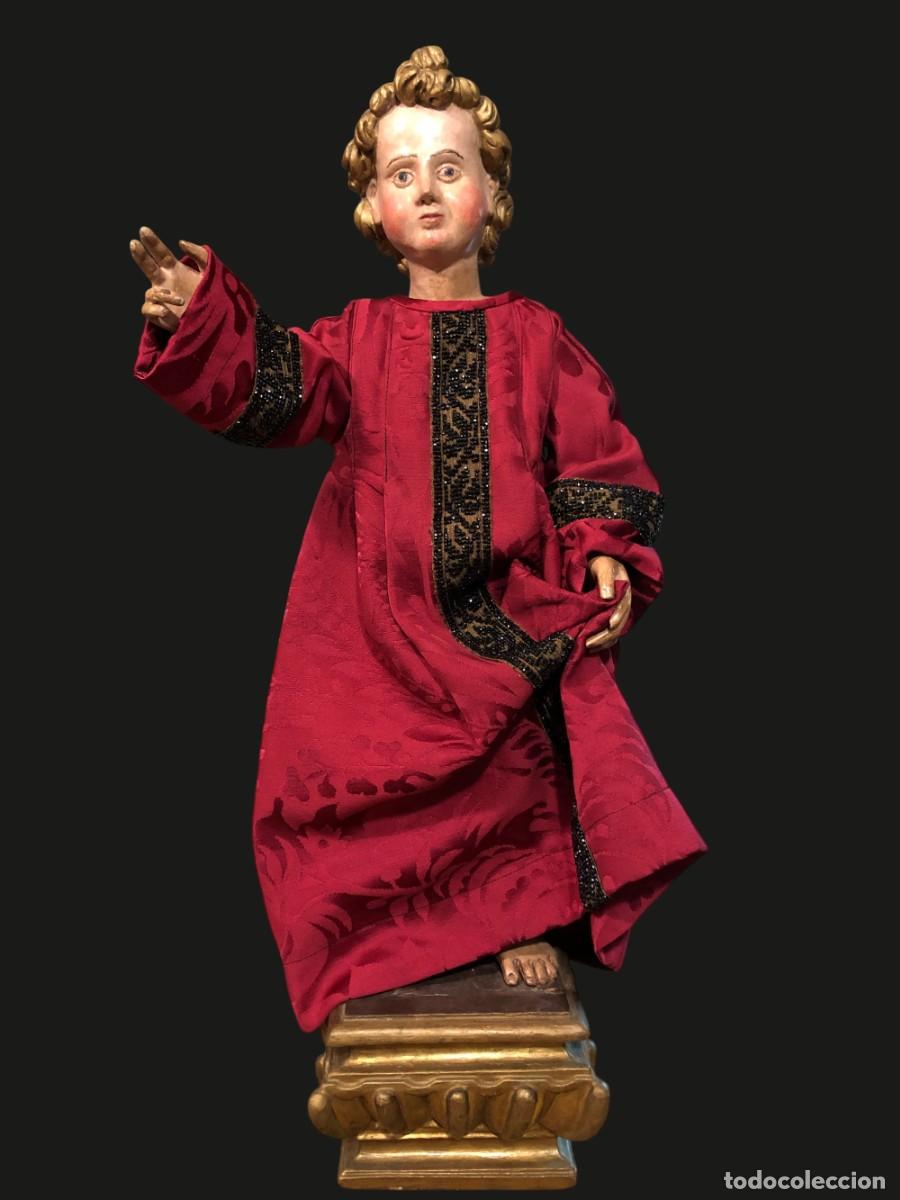 Antiguidades: MAGNIFICO TRAJE DE NI&Ntilde;O JESUS HECHO A MANO, TELA ANTIGUA