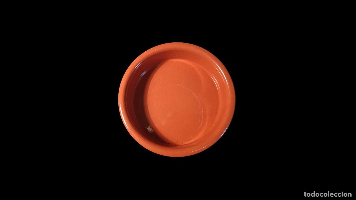 Antiguidades: CAZUELA / TAJO DE BARRO COCIDO ESMALTADO - COLOR TERRACOTA - BASE PARA CREMA O TAPAS