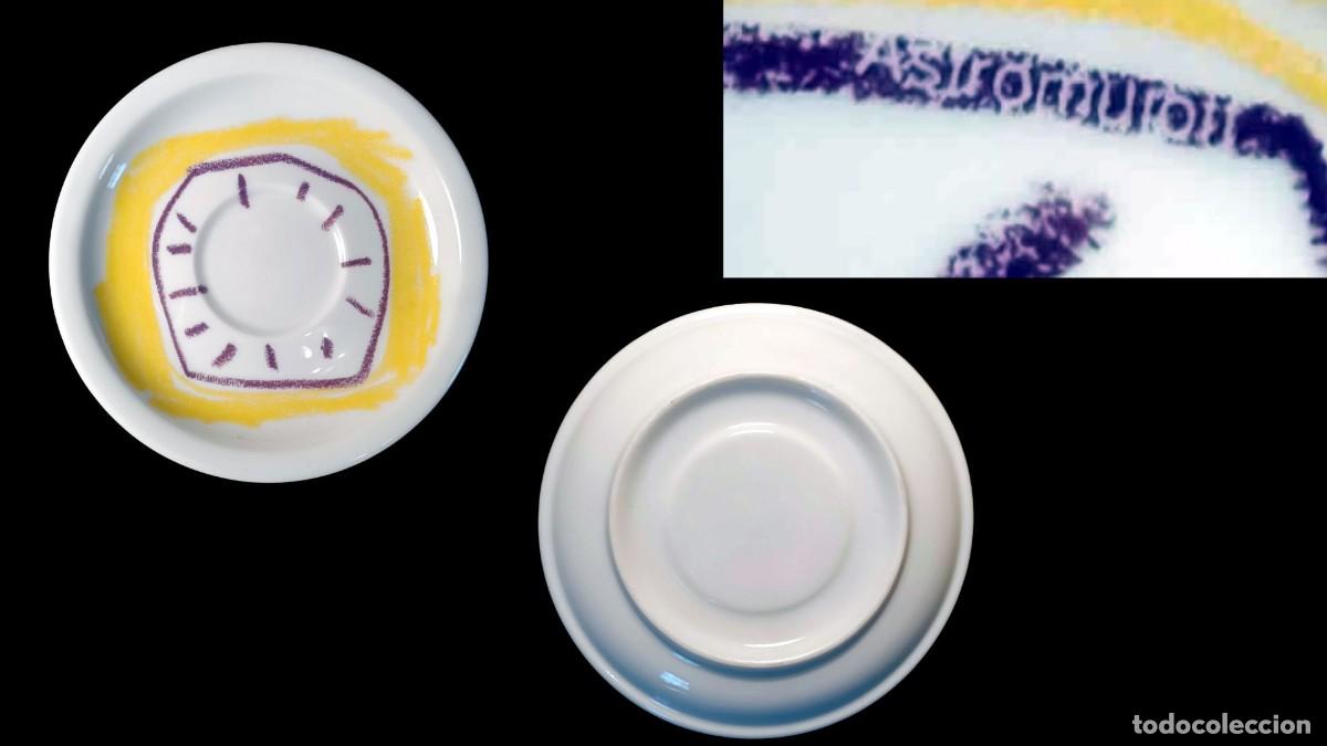 Antiques: PLATILLO DE PORCELANA PINTADO A MANO - MOTIVO SOL - FRANJA AMARILLA - MARCA ASTROMURBOT - 70/80