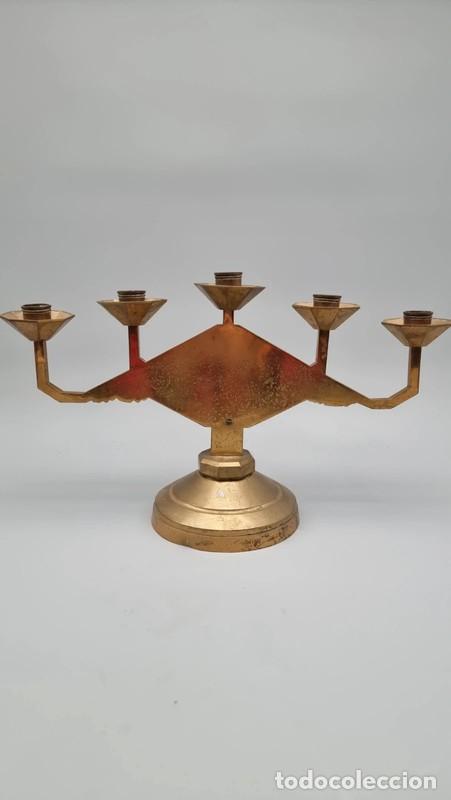 Antig&uuml;edades: Candelabro antiguo religioso de lat&oacute;n - Foto 8
