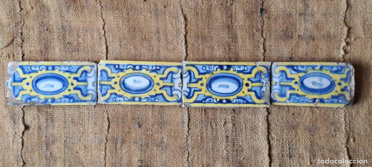 Antig&uuml;edades: Cenefa 4 azulejos Talavera de la Reina - S XVI
