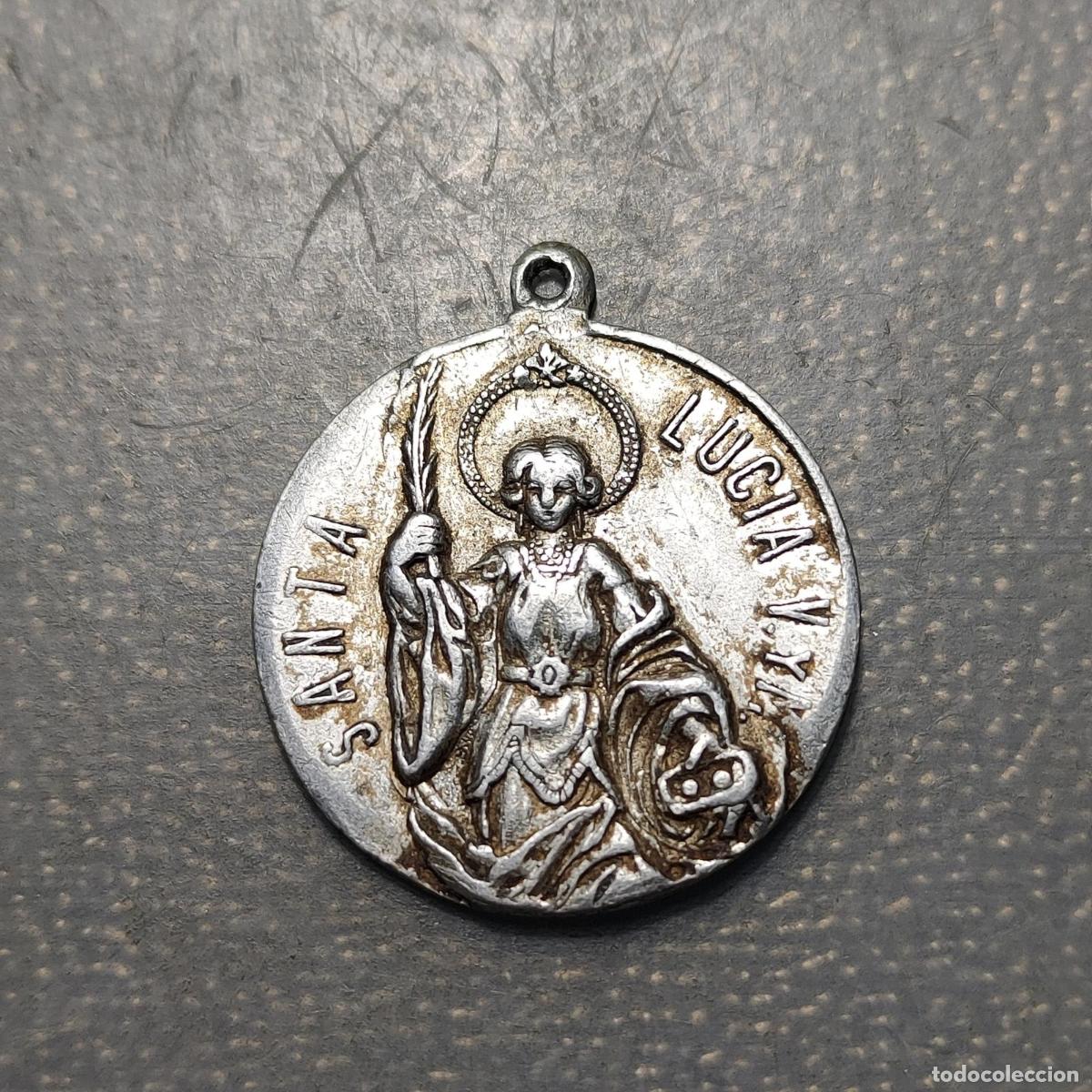 Antig&uuml;edades: MEDALLA RELIGIOSA VALENCIA SANTA LUCIA COFRADIA FUNDADA EN 1400 ALUMINIO