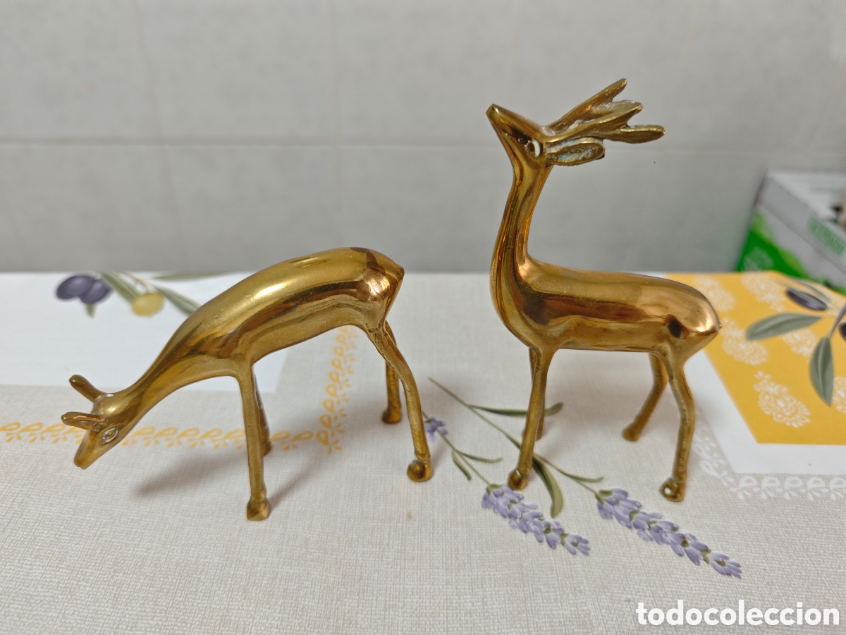 Antig&uuml;edades: Pareja de ciervos en bronce - Foto 4