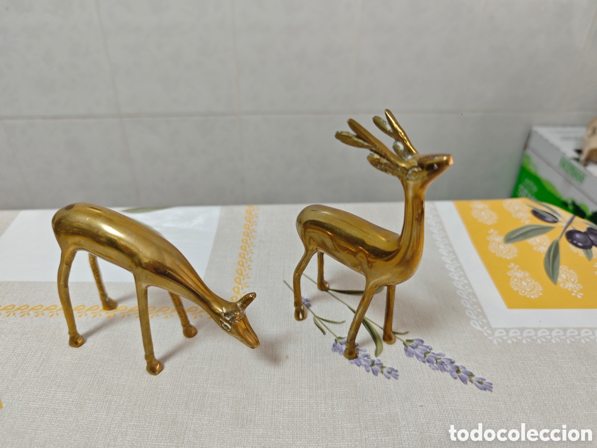 Antig&uuml;edades: Pareja de ciervos en bronce - Foto 6