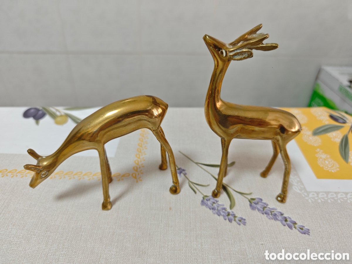 Antig&uuml;edades: Pareja de ciervos en bronce