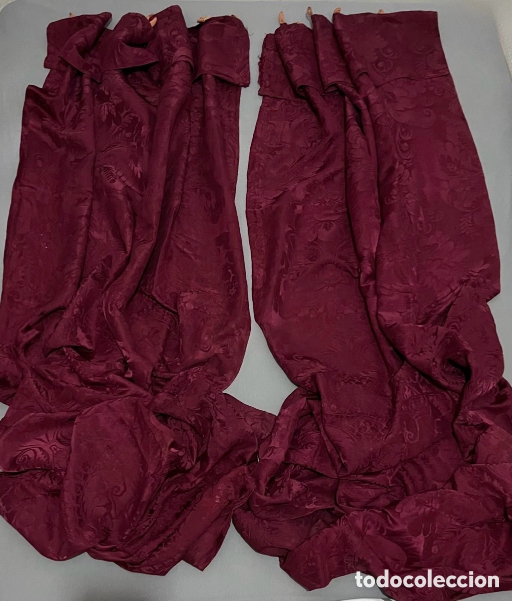 Antig&uuml;edades: Pareja de antiguas cortinas de seda