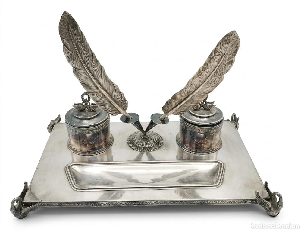 Antig&uuml;edades: Escriban&iacute;a plata de ley 1,2 kil&oacute;gramos, 35 x 20 cm