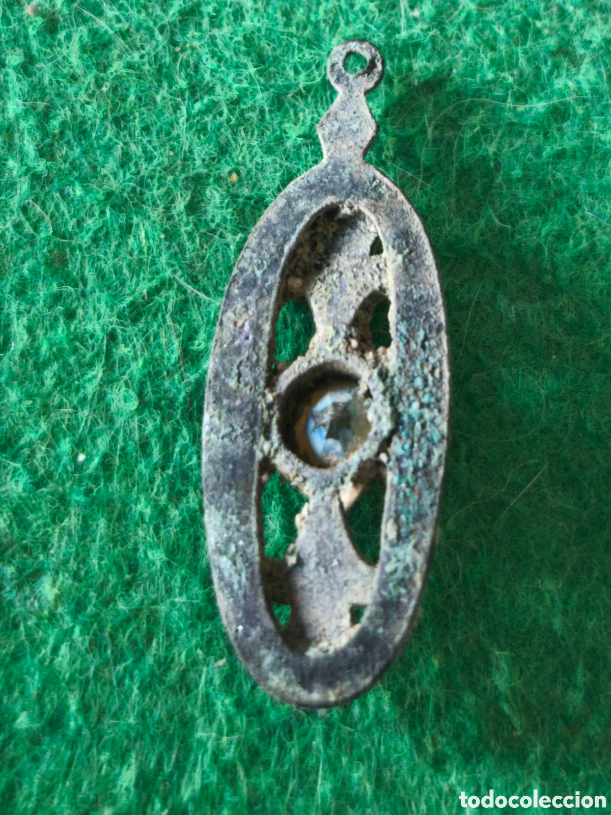 Antig&uuml;edades: Colgante antiguo cristal - Foto 2