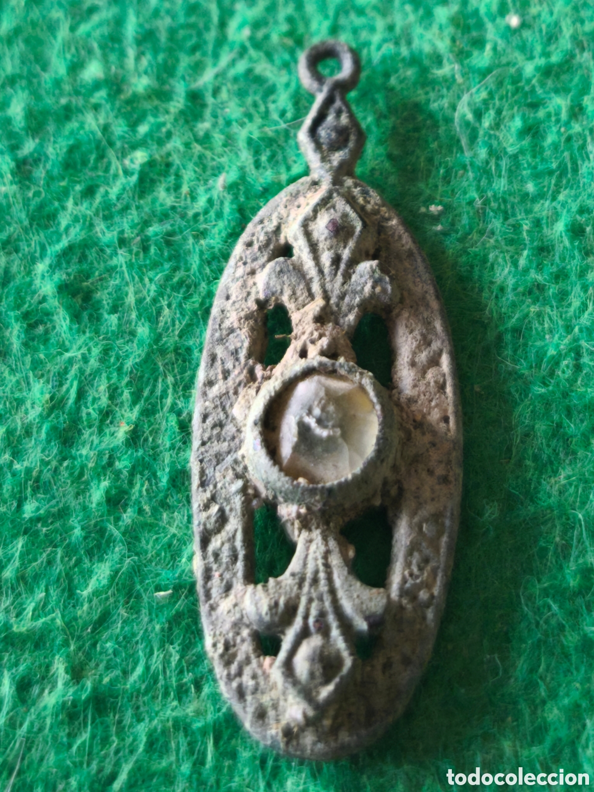 Antig&uuml;edades: Colgante antiguo cristal - Foto 1