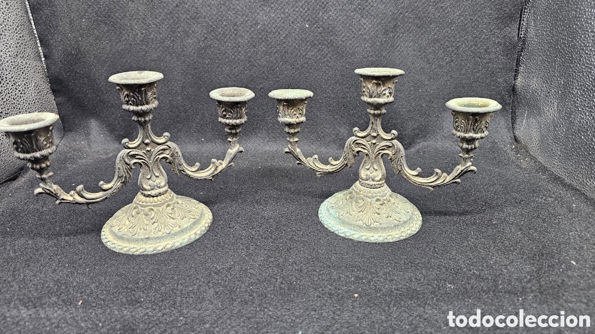 Antig&uuml;edades: Antiguos candelabros desmontables de calamina