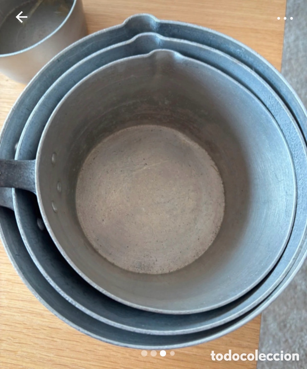 Antig&uuml;edades: Juego de cazuelas de aluminio - Foto 4