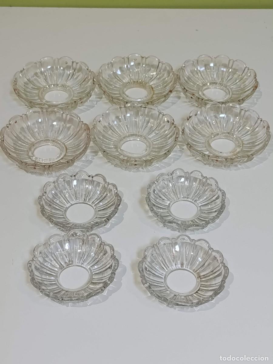 Antig&uuml;edades: Lote 10 platillos de cristal para lampara antigua repuestos