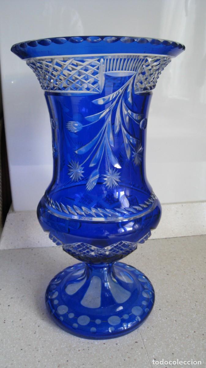 Antig&uuml;edades: MAGNIFICO Y ANTIQUISIMO JARRON PALACIEGO CRISTAL DE BOHEMIA AZUL COBALTO SIGLO XVIII IMPECABLE 26 CM