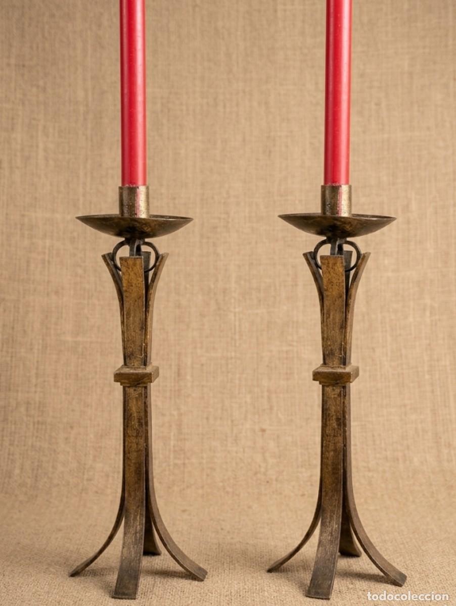 Antig&uuml;edades: Exclusiva pareja de candelabros de altar procedentes de un antiguo convento de Andaluc&iacute;a s.XVIII