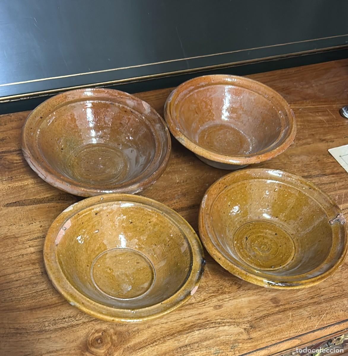 Antig&uuml;edades: PLATOS CONJUNTO 4 UDS. PARA GAZPACHO O SIMILAR DE BAILEN DE 18 CMS. DIAMETRO
