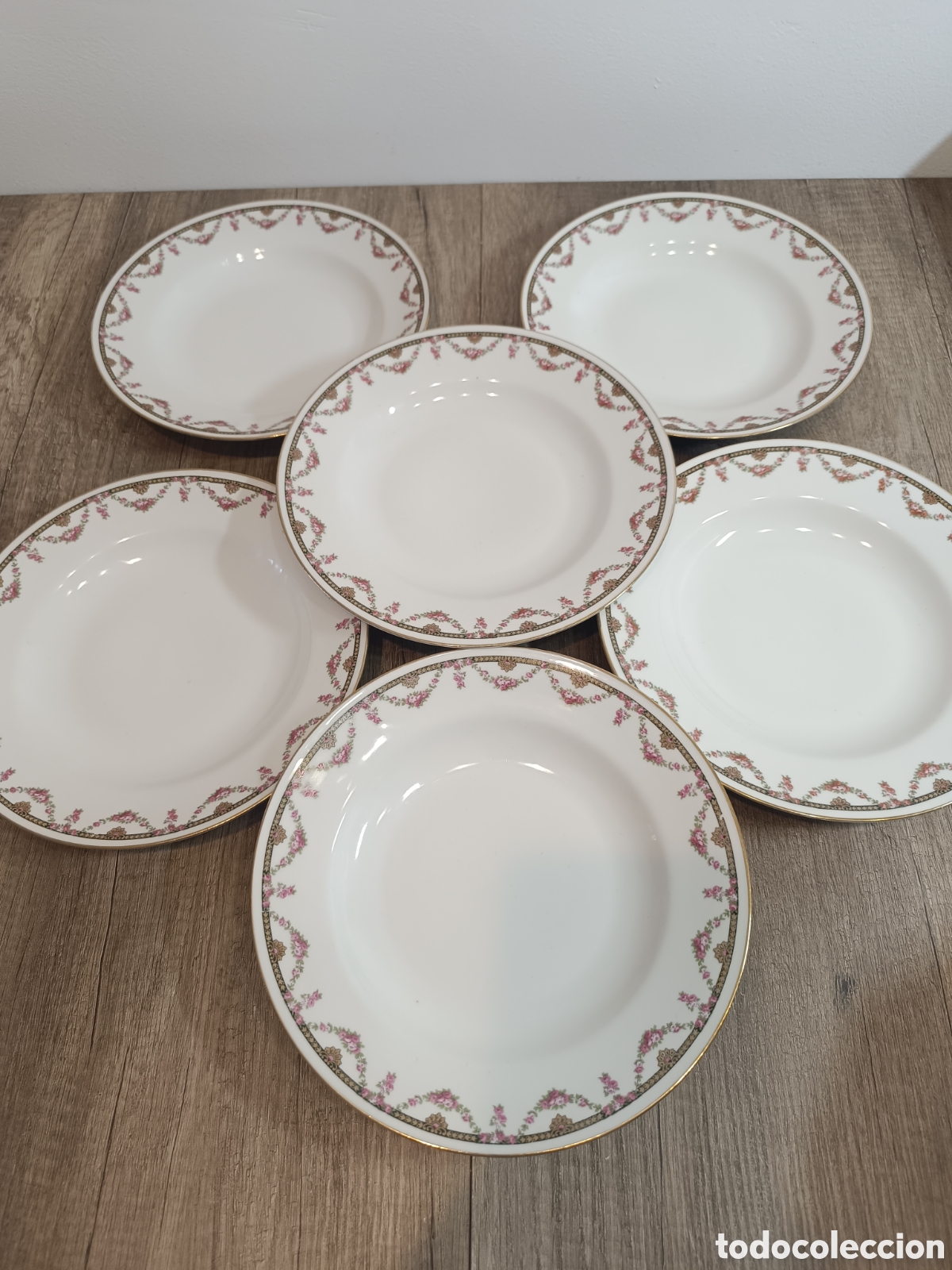 Antig&uuml;edades: 6 Platos Hondos Limoges JBT& Cie 1901-1913