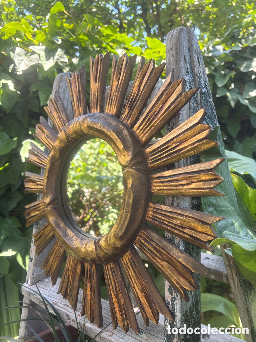 Antig&uuml;edades: ESPEJO SOL MADERA DORADA - Foto 3