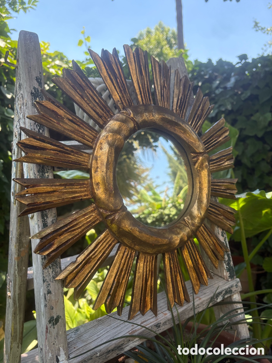 Antig&uuml;edades: ESPEJO SOL MADERA DORADA - Foto 4