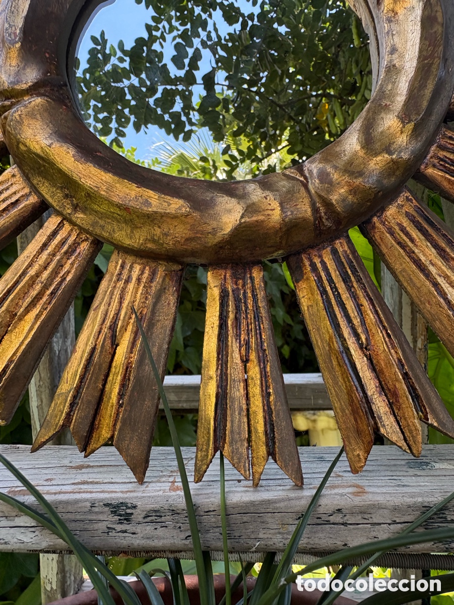 Antig&uuml;edades: ESPEJO SOL MADERA DORADA - Foto 5