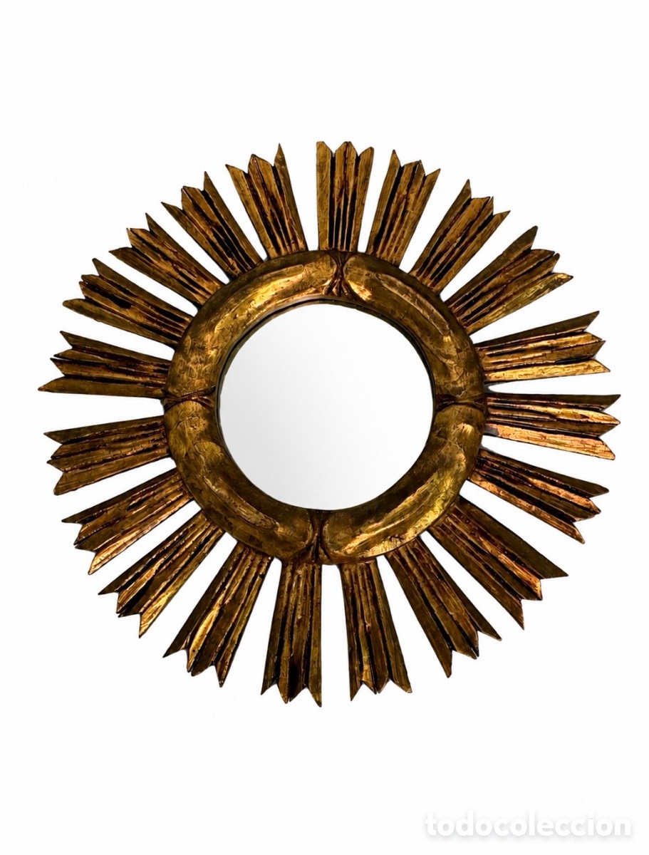 Antig&uuml;edades: ESPEJO SOL MADERA DORADA