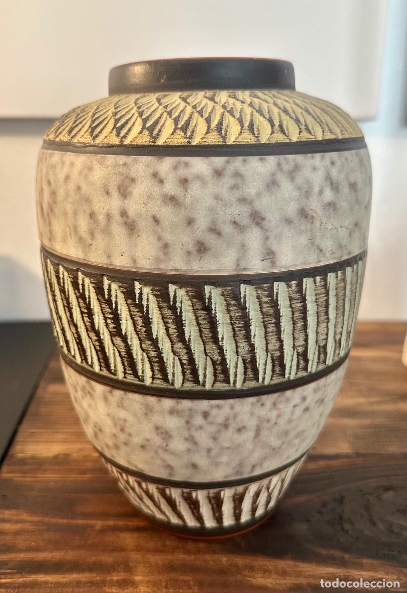 Antiques: Jarr&oacute;n Cer&aacute;mica Alemana AKRU Klinker Alfred Krupp - Vintage A&ntilde;os 50/60 - Esgrafiado - Impecable