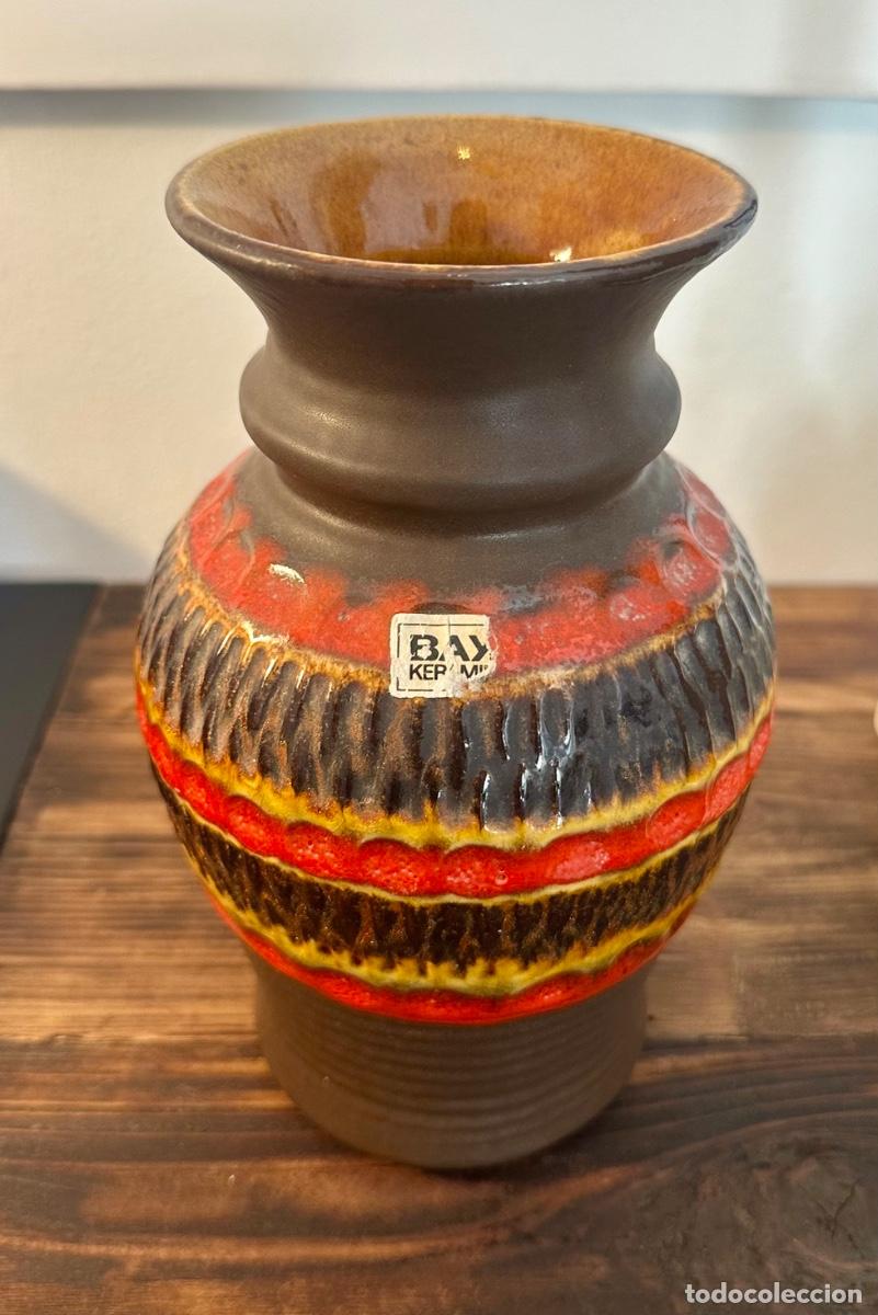 Antiques: Antiguo Jarr&oacute;n Cer&aacute;mica Alemana Bay Keramik 76-20 - Vintage A&ntilde;os 60/70 - Con Etiqueta Original