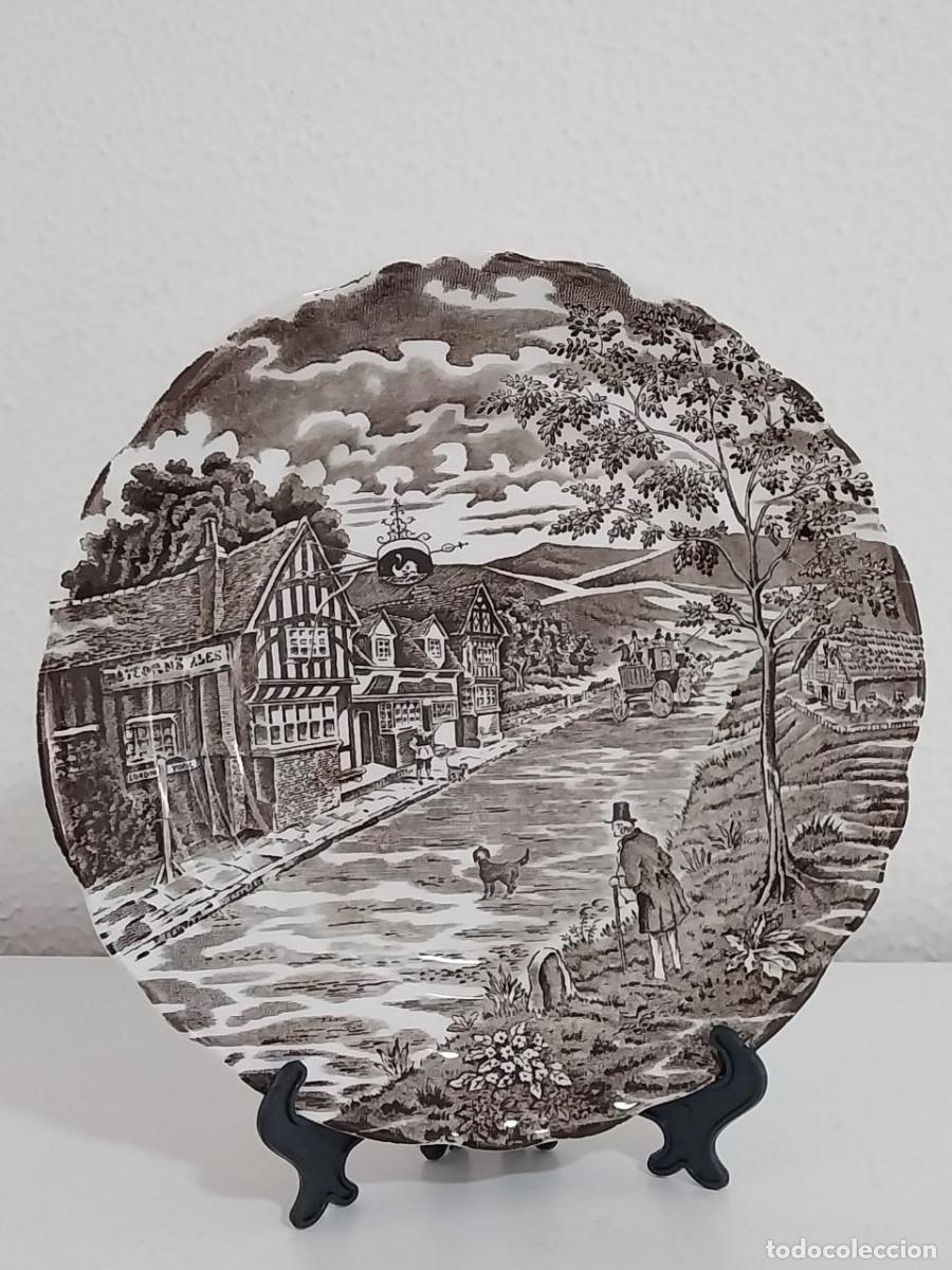 Antig&uuml;edades: Plato llano vintage Pontesa Ironstone - Escena rural inglesa (25 cm)
