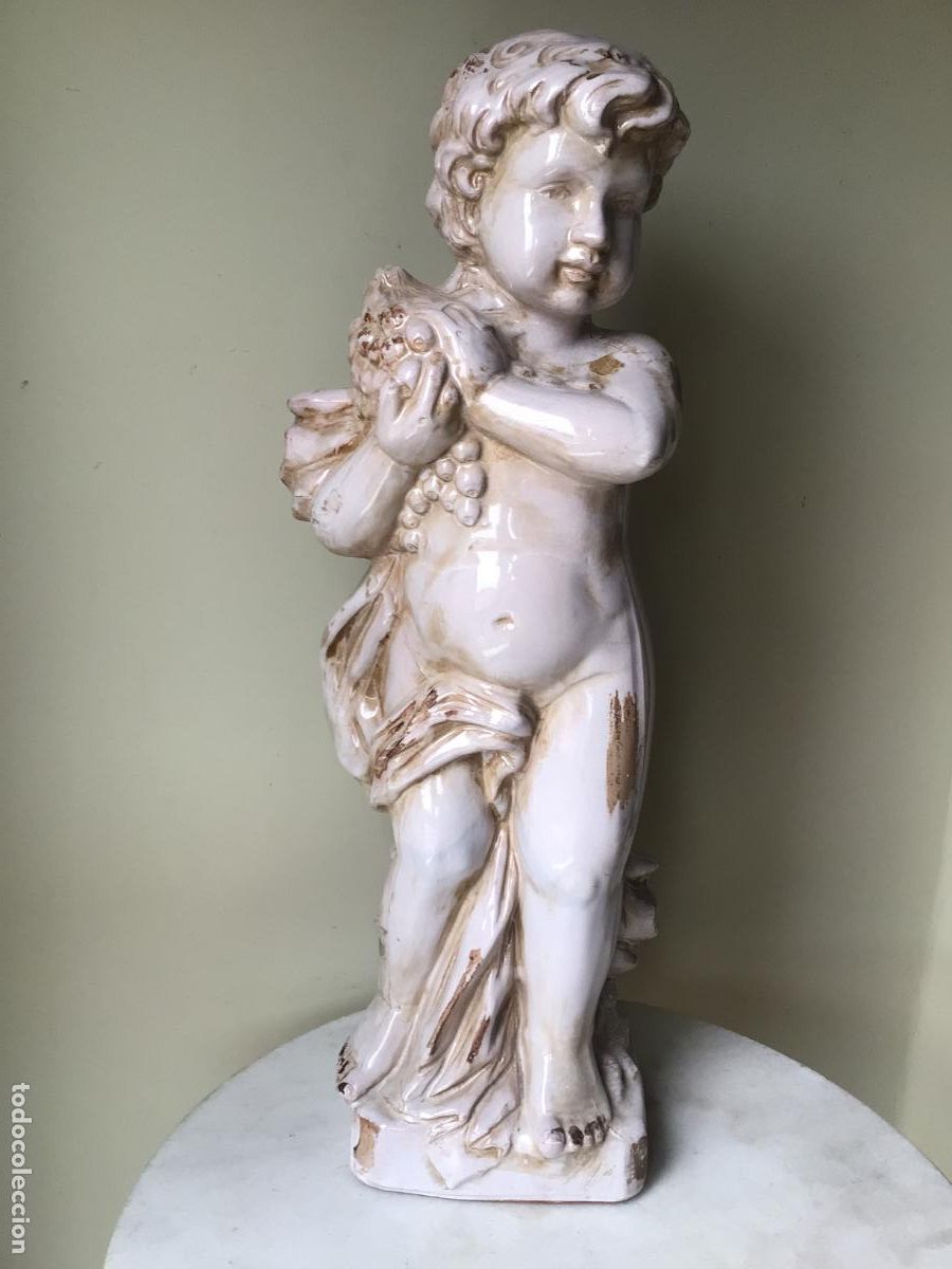 Antig&uuml;edades: GRAN ESTATUA EXTERIOR , CERAMICA VIDRIADA , QUERUBIN GRAN TAMA&Ntilde;O