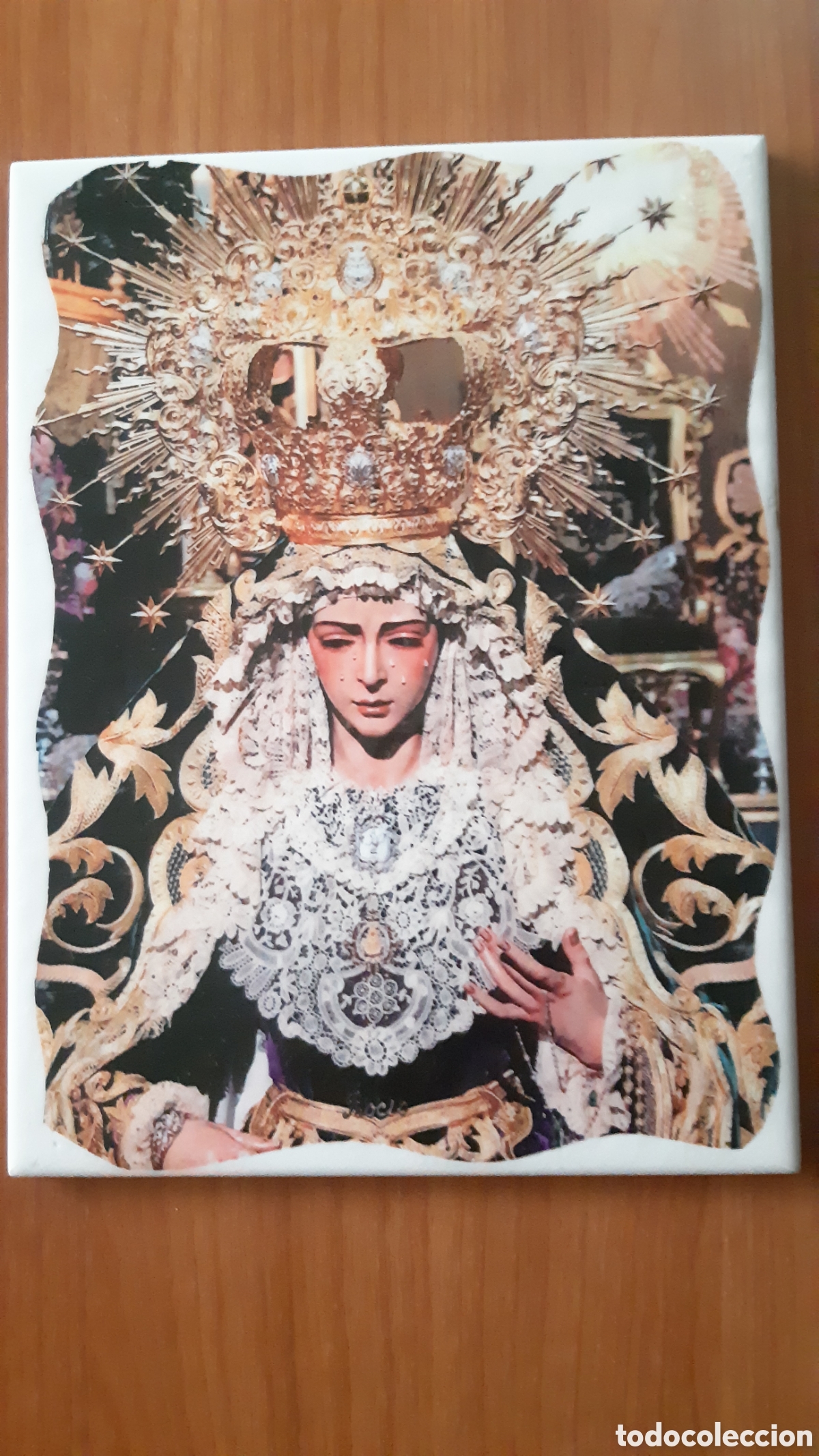 Antig&uuml;edades: Azulejo religioso Virgen Macarena - Foto 1