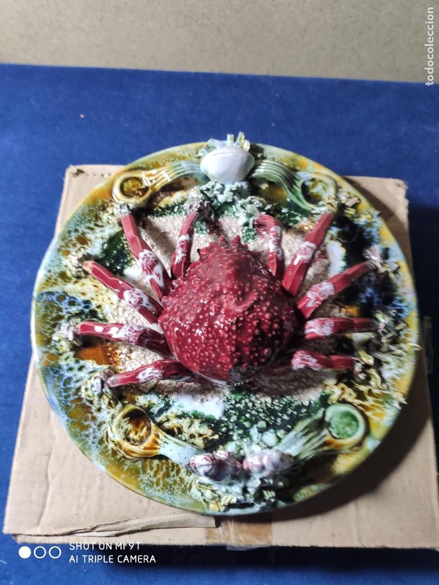 Antiquit&eacute;s: plato centollo ceramica portuguesa 26 cm de diametro