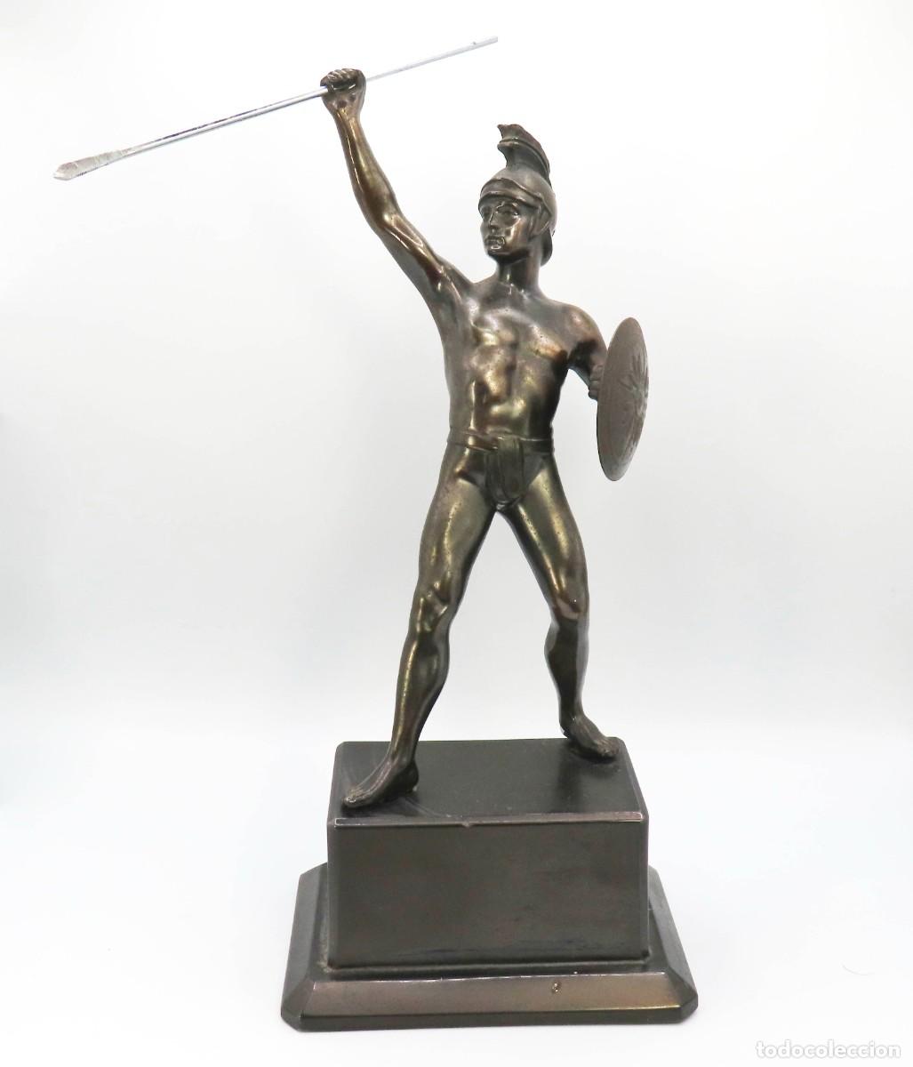 Antig&uuml;edades: FIGURA GUERRERO GRIEGO CALAMINA PATINADA