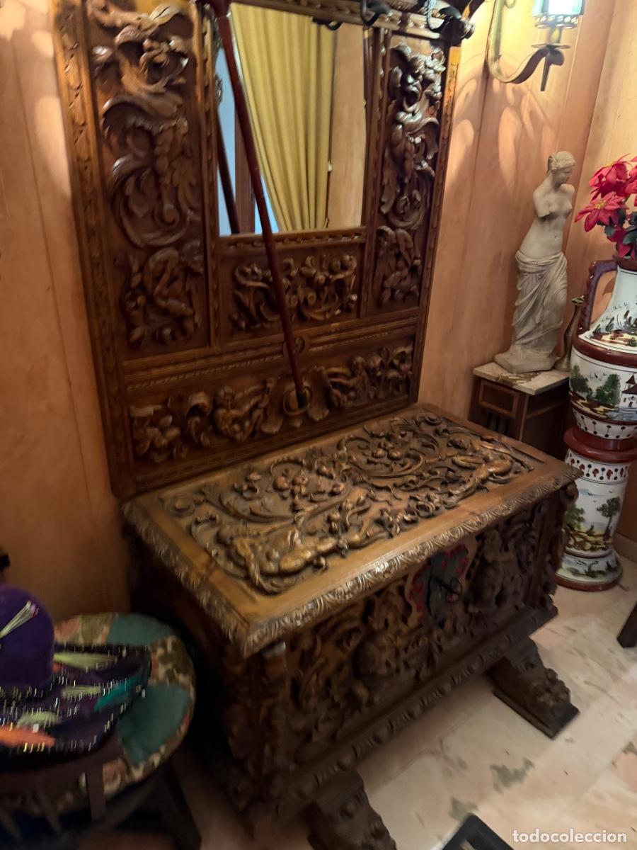 Antig&uuml;edades: Mueble de entrada madera tallada - Foto 2
