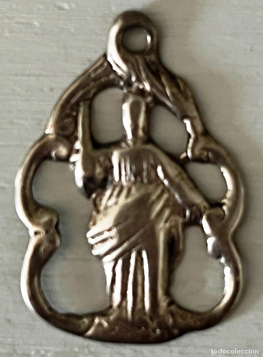 Antig&uuml;edades: Antigua medalla devocional de plata calada, siglo XIX