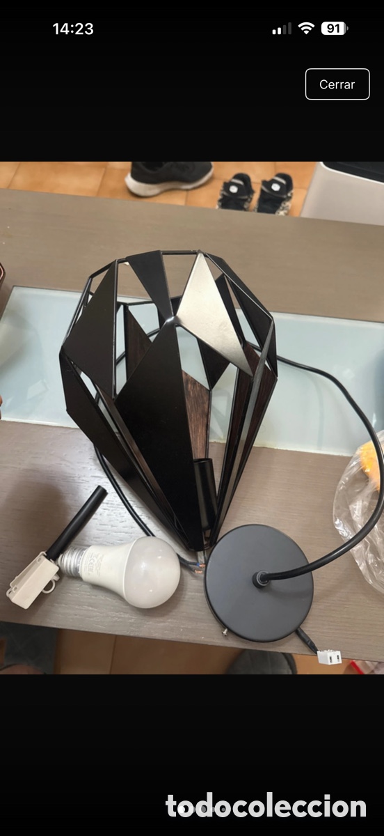 Antig&uuml;edades: L&aacute;mpara Colgante Geom&eacute;trica EGLO CARLTON 1 - Estilo Vintage/Industrial - Completa con Bombilla LED