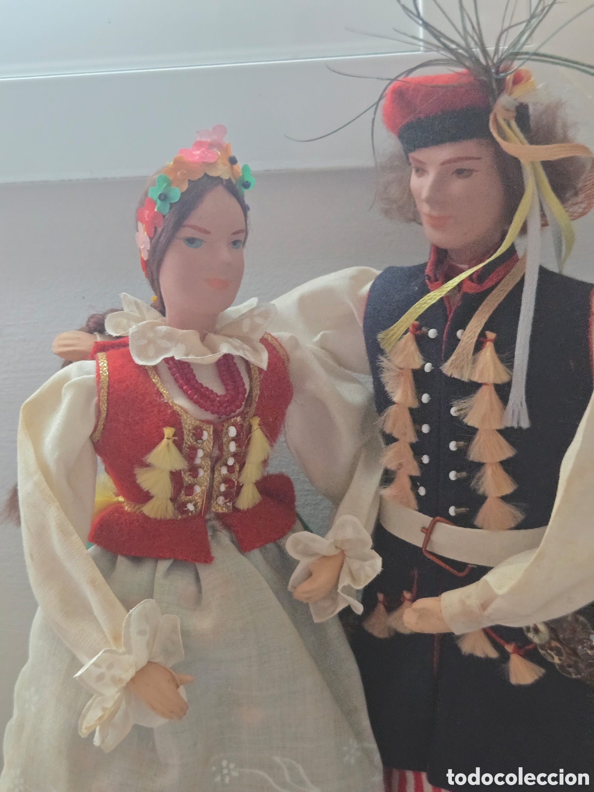 Antig&uuml;edades: Mu&ntilde;ecos pareja antigua folklore polaco - Foto 2