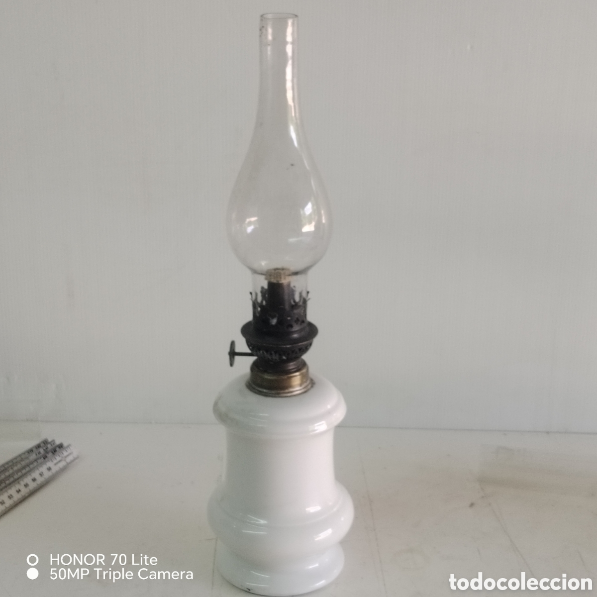 Antig&uuml;edades: Candil antiguo de opalina blanca - Foto 1
