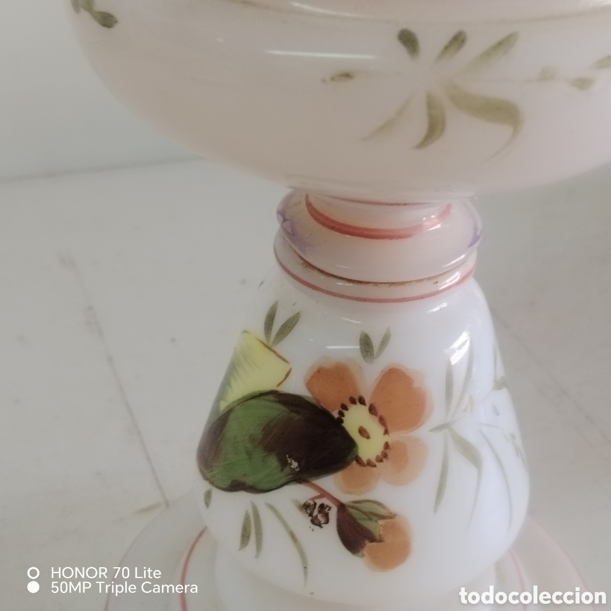 Antig&uuml;edades: Candil antiguo de opalina decorado - Foto 2